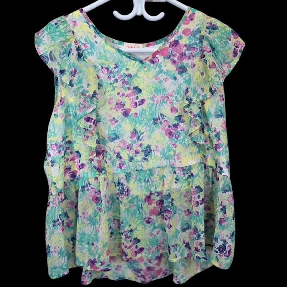 ⭐️Hailey & Co Floral Ruffle Blouse - Multicolor Size L - Picture 1 of 5